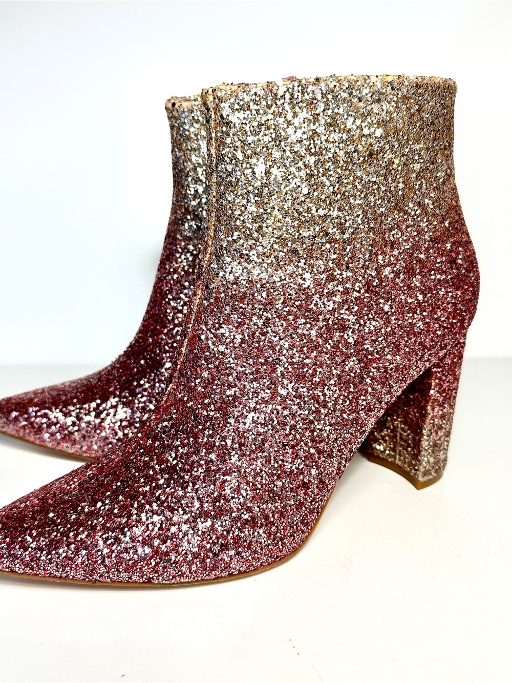 Glitter Ombre Ankle Boots • Rose Gold Sparkle